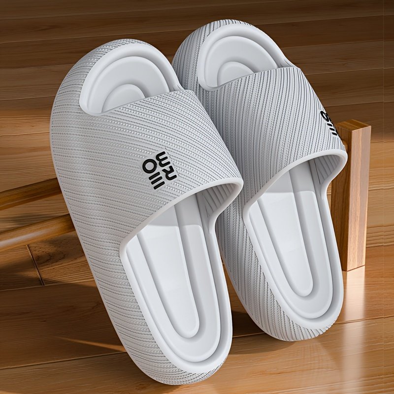 Simple Letter Design Slides, Casual Open Toe Soft Sole Shoes, Comfortable Indoor Home Bathroom Shower Slides - Image 7