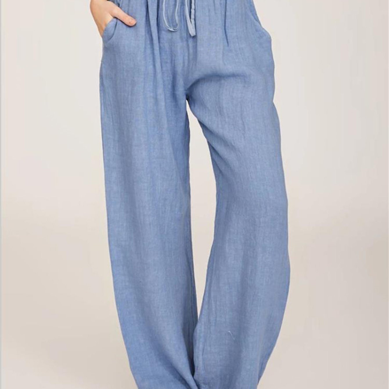 Drawstring Wide Leg Pants, Solid Loose Palazzo Pants, Casual Every Day Pants, Women??s Clothing - Image 3