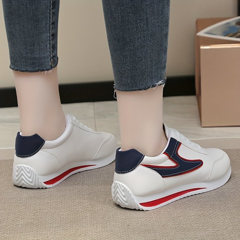 Women??s Colorblock Casual Sneakers, Lace Up Platform Soft Sole Jogging Shoes, Low-top Breathable Fitness Shoes - Image 10