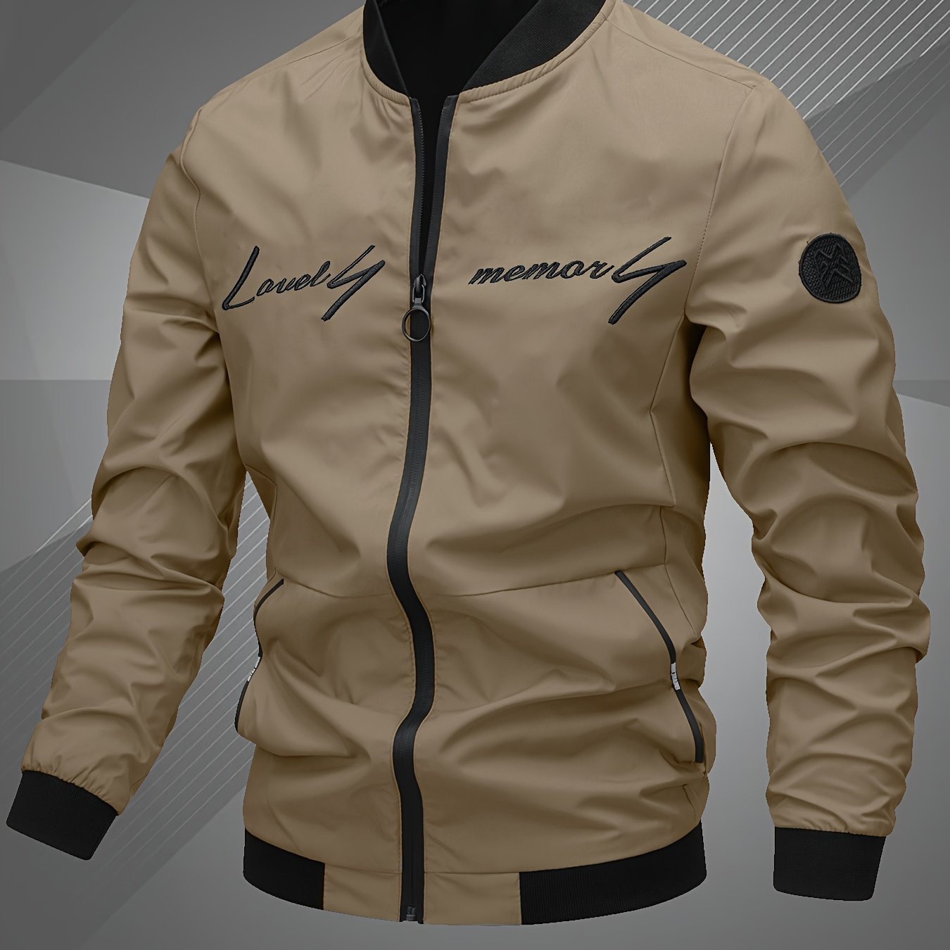 Men??s Letter Embroidered Casual Bomber Jacket Gifts Best Sellers - Image 5