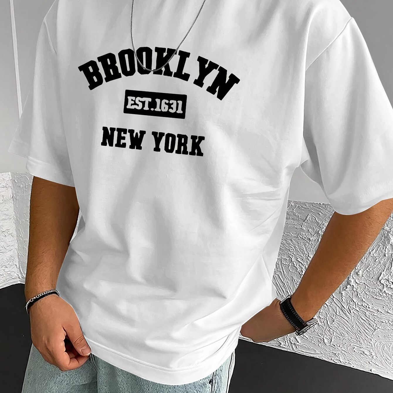 ?? Brooklyn ?? Stylish Print Summer & Spring Tee For Men, Casual Short Sleeve Fashion Style T-Shirt, Sporty New Arrival Novelty Top For Leisure - Image 9