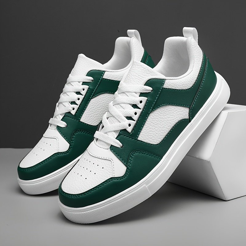 Men??s Old School Style Colour Block Skateboard Shoes, Comfy Non Slip Lace Up Breathable Sneakers For Men??s Outdoor Activities - Image 3