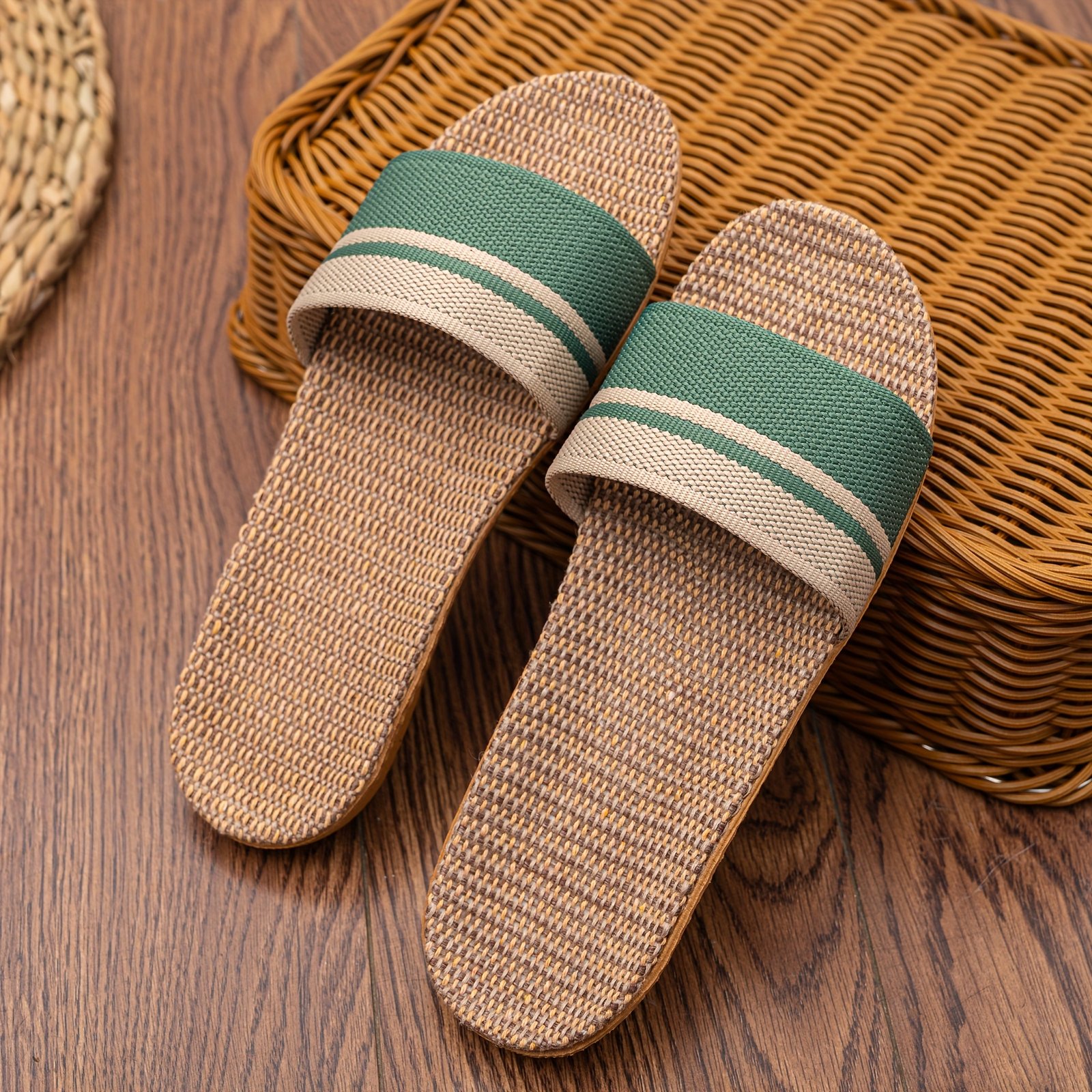 Striped Pattern Slides, Casual Open Toe Flat Summer Shoes, Comfortable Indoor Home Slides - Image 7
