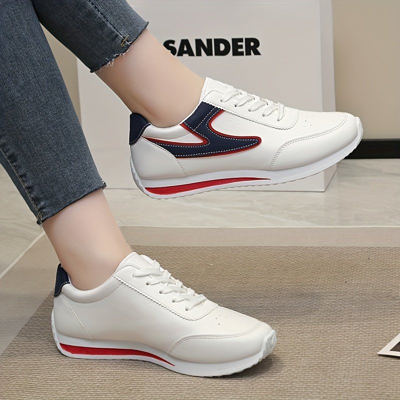 Women??s Colorblock Casual Sneakers, Lace Up Platform Soft Sole Jogging Shoes, Low-top Breathable Fitness Shoes - Image 11