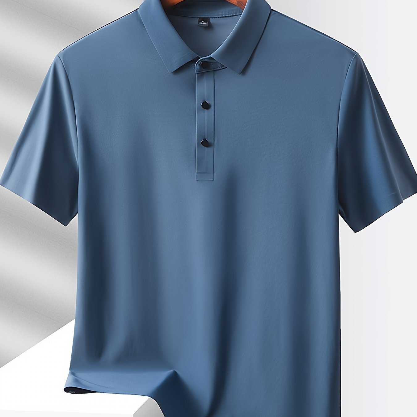 Men??s Solid Seamless Short Sleeve Button Up Lapel Shirt, Lightweight Business Casual Style, Breathable Short Sleeve Top, Solid Color Classic Collar Summer Golf Shirts - Image 6