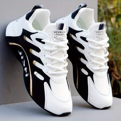 Men??s Knit Breathable Running Shoes, Comfy Non Slip Lace Up Shock Absorption Sneakers For Men??s Outdoor Activities