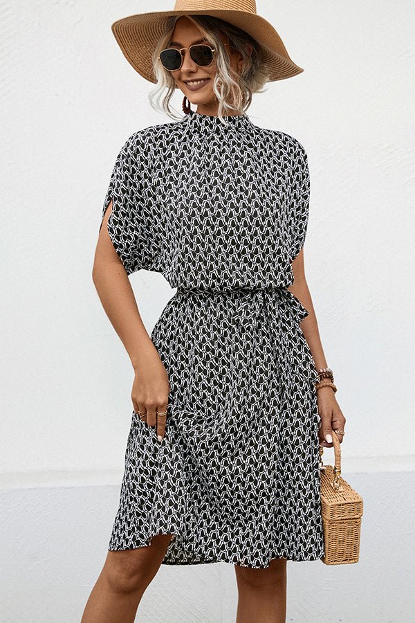 Fashion Print Short Sleeve asual Dress