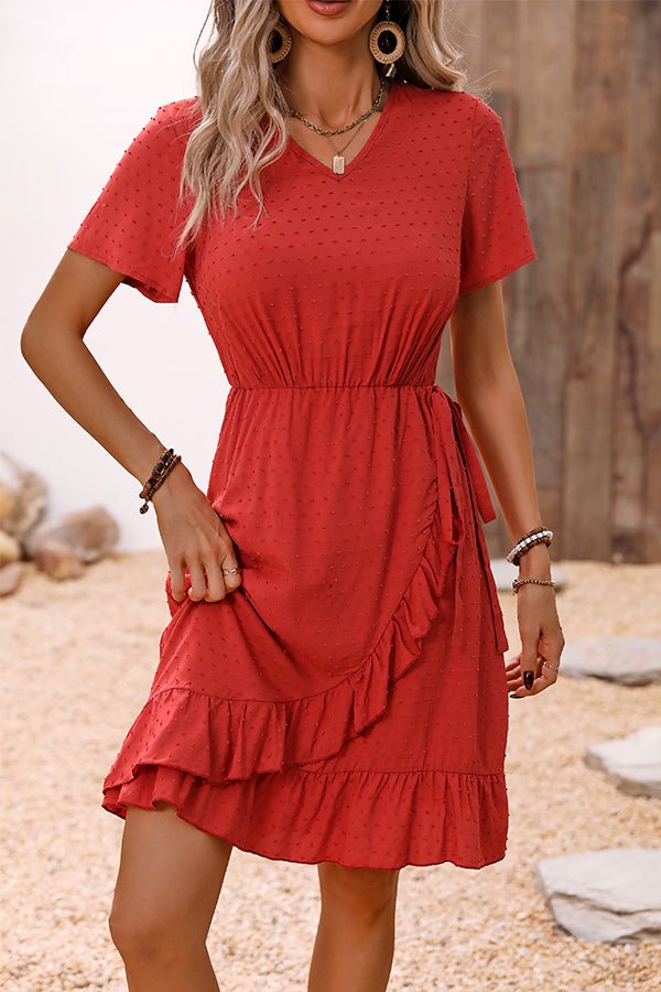 Fashion V Neck Solid Color Causal Dress - Image 3