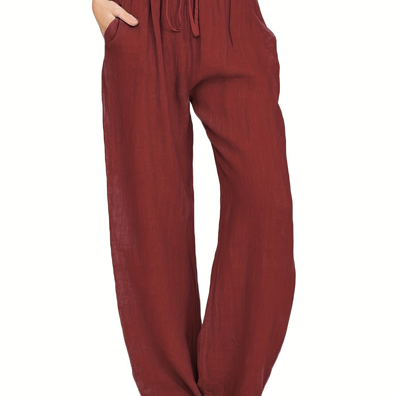 Drawstring Wide Leg Pants, Solid Loose Palazzo Pants, Casual Every Day Pants, Women??s Clothing - Image 6