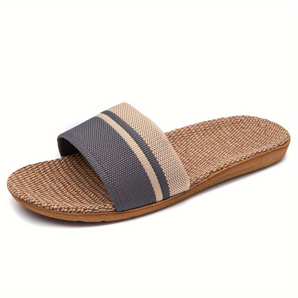 Striped Pattern Slides, Casual Open Toe Flat Summer Shoes, Comfortable Indoor Home Slides - Image 5