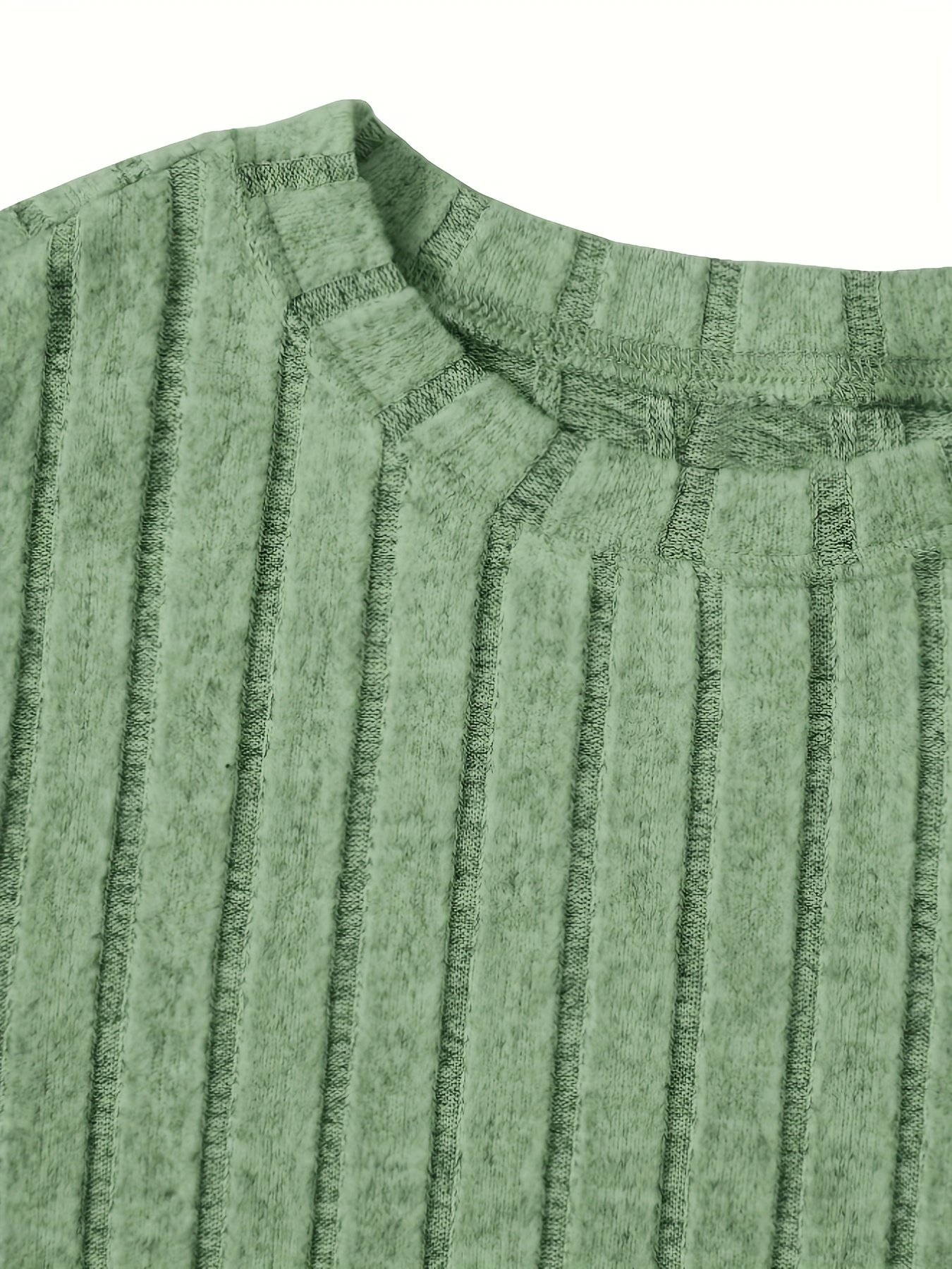 Solid Ribbed Crop T-Shirt, Casual Crew Neck Short Sleeve Top, Women??s Clothing - Image 9