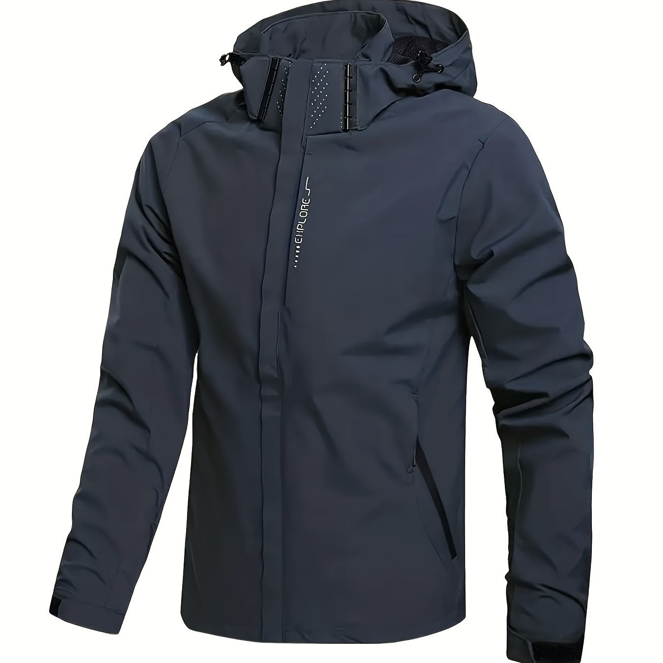 Men??s Casual Hooded Waterproof Windbreaker Jacket Coat Regular Fit Coat For Spring Autumn Outdoors Hiking - Image 2