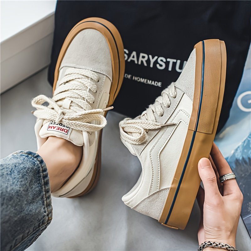 Men??s Classic Trendy Skateboard Shoes Lace Up Low Top Non Slip For Outdoor Casual Activities Walking Hiking All Seasons - Image 3