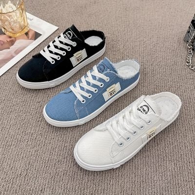 Casual Women??s Slip-On Sneakers, Breathable Backless Flat Shoes, Lightweight Flat Outdoor Mule Shoes