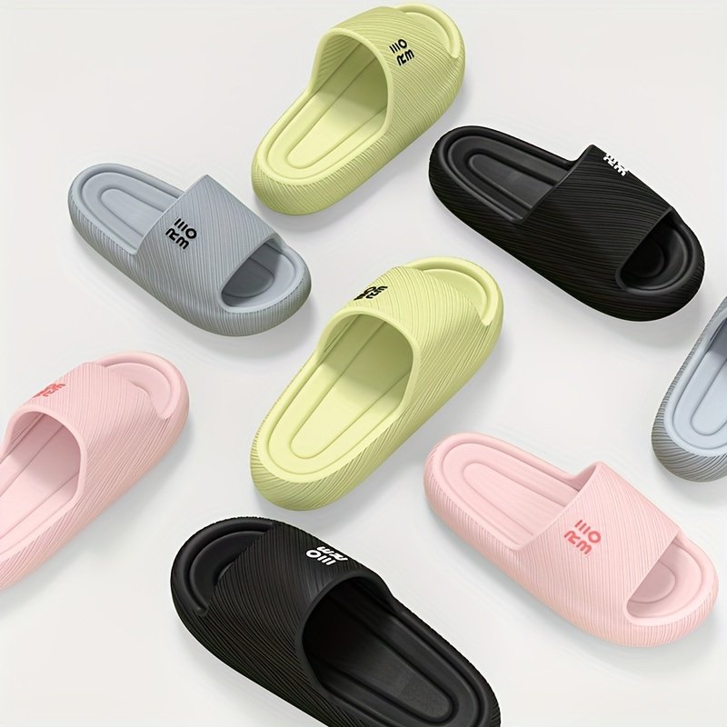 Simple Letter Design Slides, Casual Open Toe Soft Sole Shoes, Comfortable Indoor Home Bathroom Shower Slides - Image 9