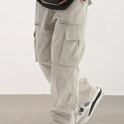 Men??s Casual Drawstring Pants With Stylish Flap Pockets And Multi-Pocket Design, Comfortable And Fashionable ?C Perfect For Outdoor Activities, Relaxed Fit Style