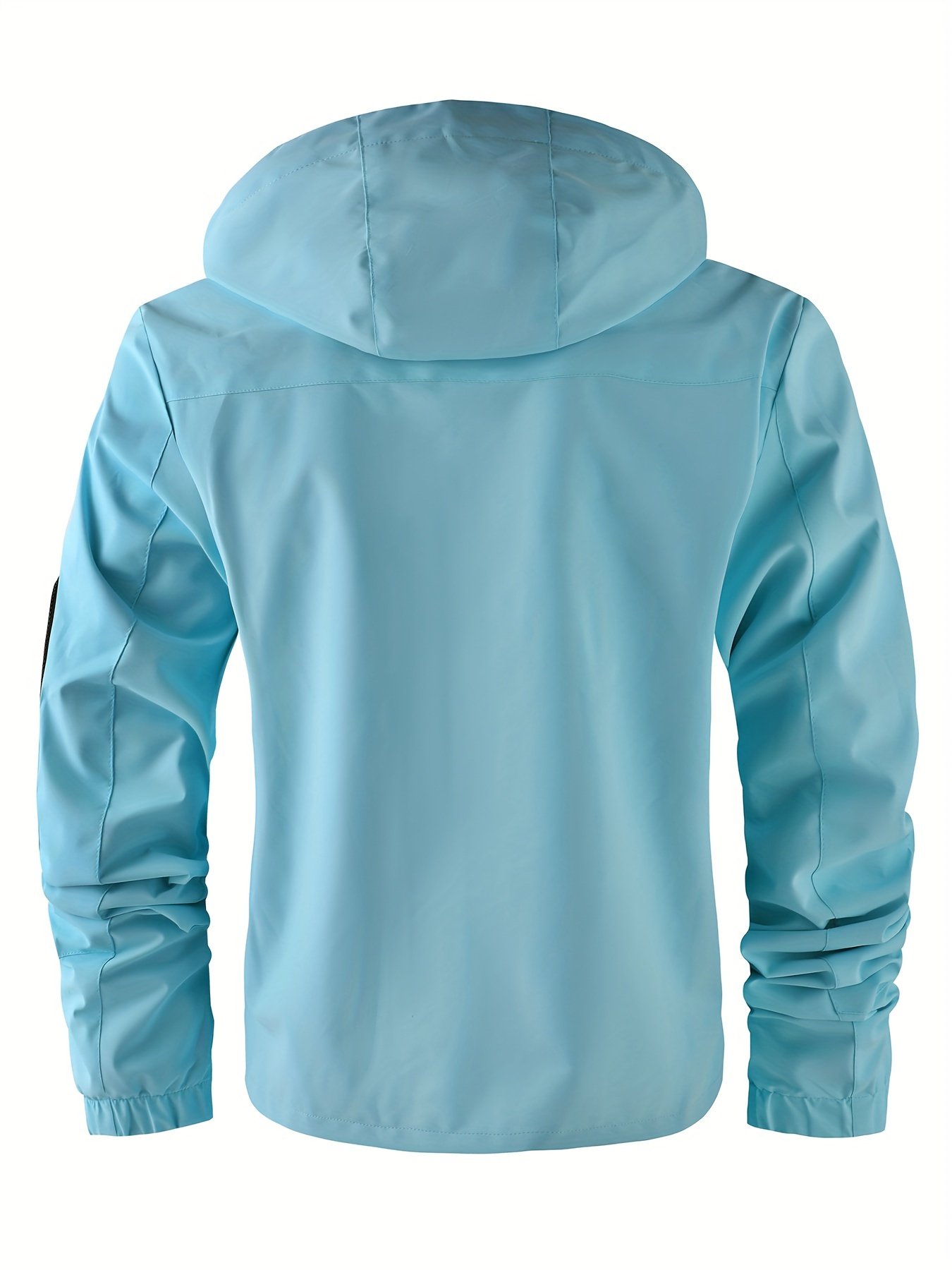 Multiple Pocket Design Men??s Embroidery Long Sleeve Zip Up Drawstring Hooded Jacket, Men??s Stand Collar Thin Jacket For Spring Outdoor - Image 8