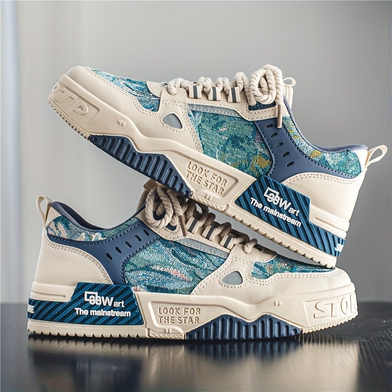Men??s Alphabet Print Trendy Skate Shoes With PU Leather Uppers, Wear-resistant Non Slip Lace-up Casual Sneakers For Outdoor, Men??s Street Style Footwear - Image 7