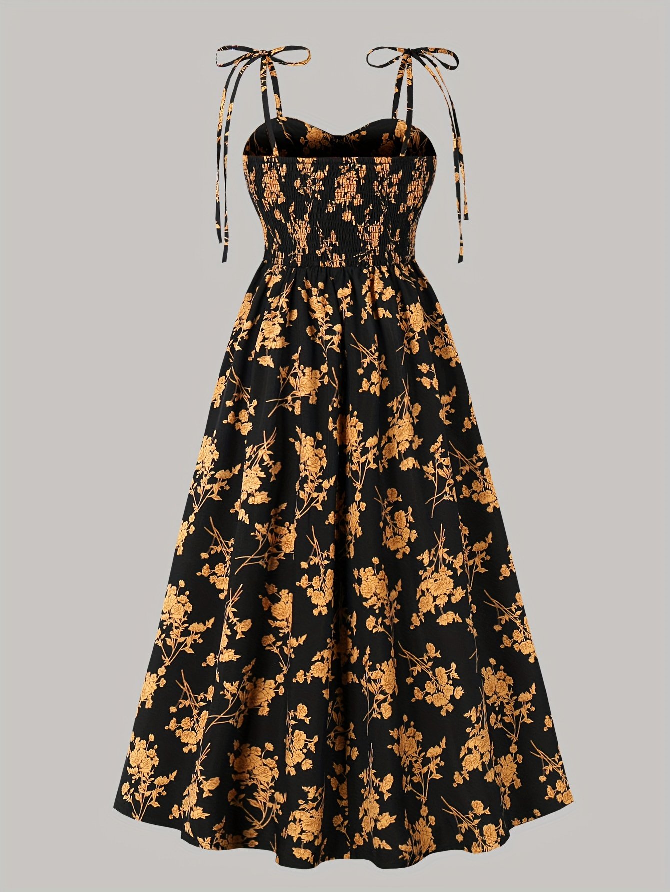 Floral Print Tie Shoulder Cami Dress, Elegant Sweetheart Neck Sleeveless Dress, Women??s Clothing - Image 3
