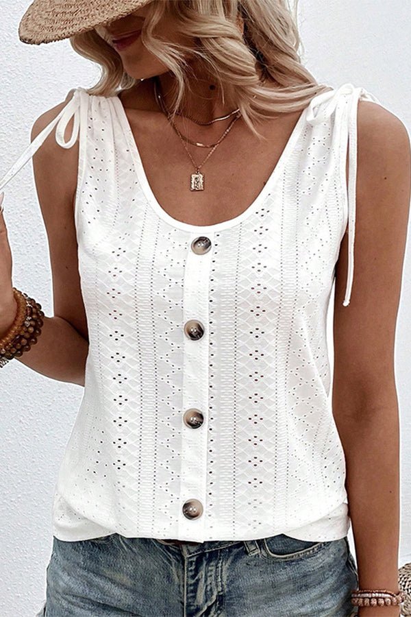 Solid Color U Neck Drawstring Casual Tops - Image 3