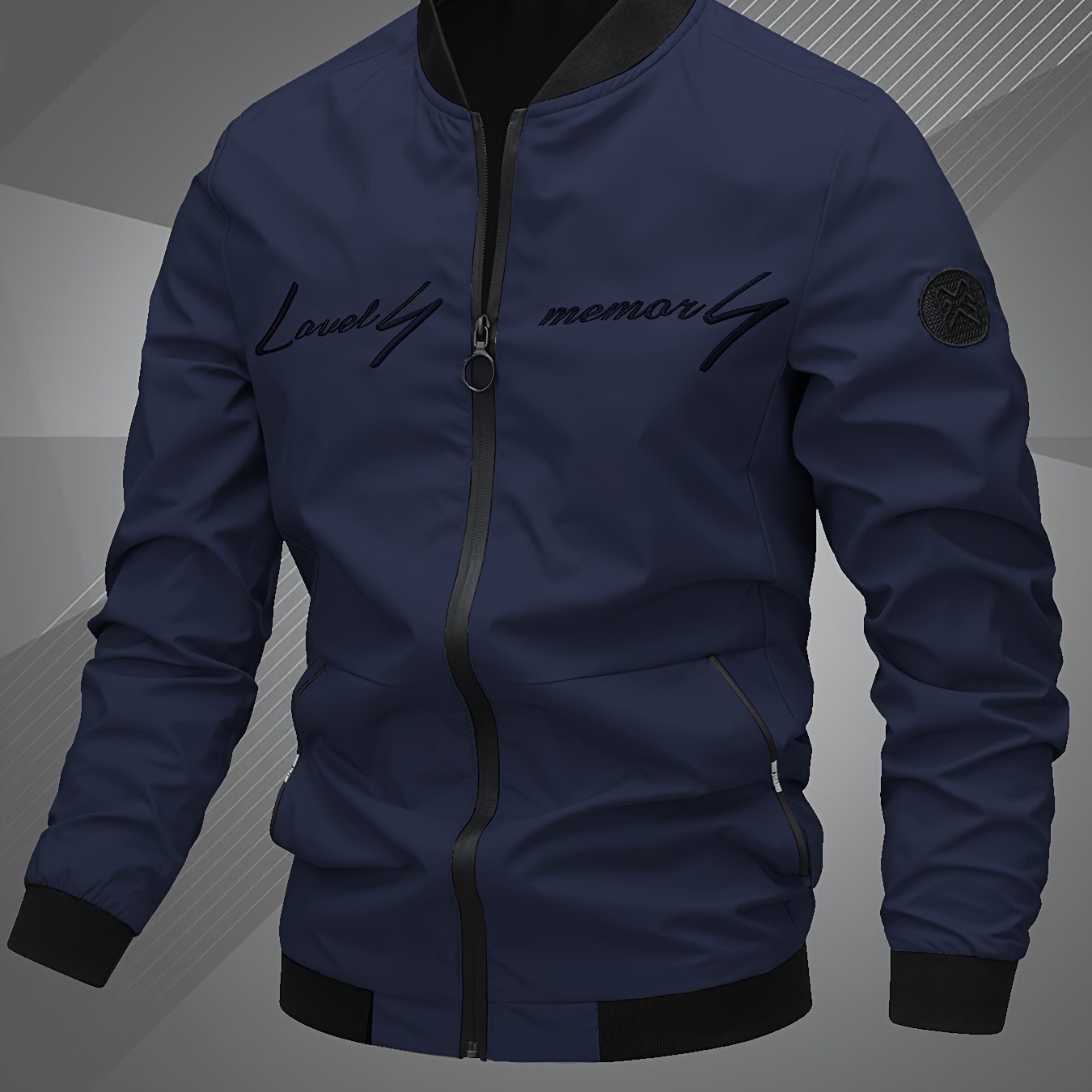 Men??s Letter Embroidered Casual Bomber Jacket Gifts Best Sellers - Image 4