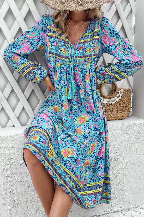 Bohemia Print Holiday Style Midi Dress - Image 2