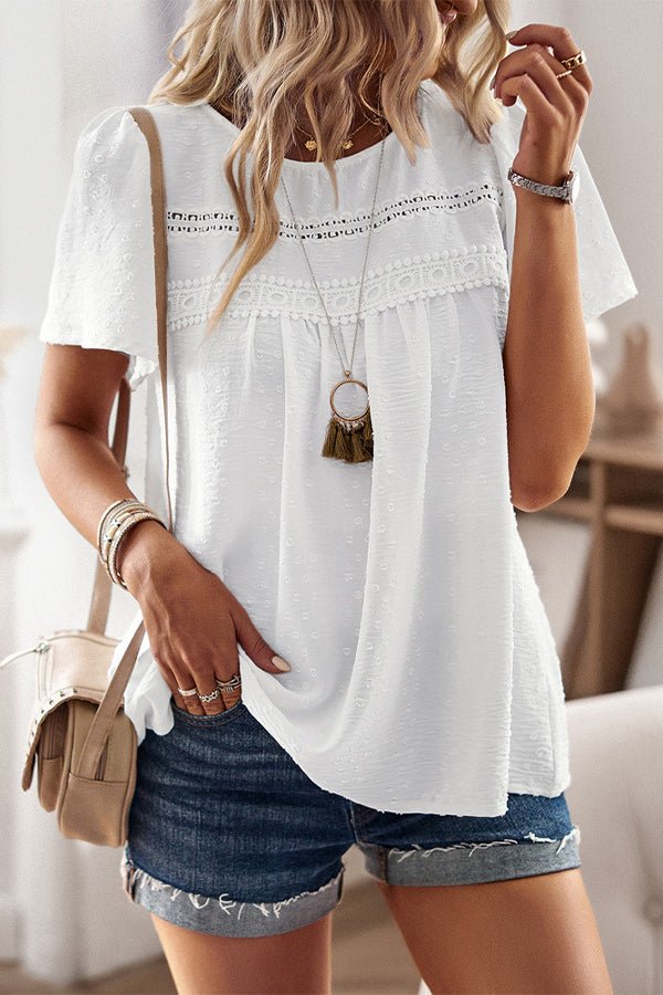 Solid Color Round Neck Casual Style Tops