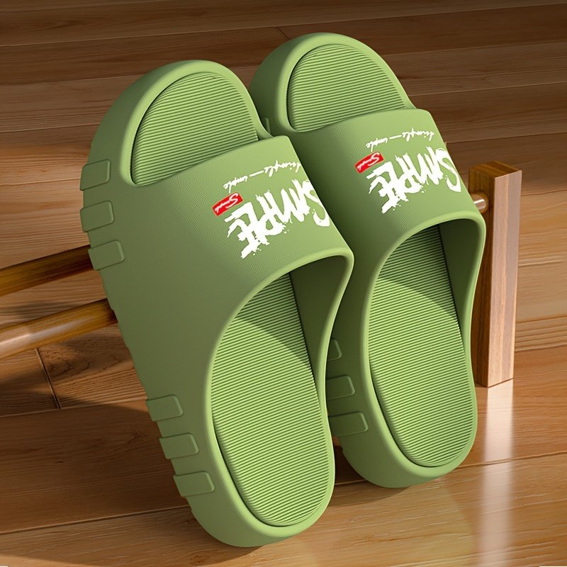 Letter Print EVA Pillow Slides, Lightweight Soft Sole Comfort Home Shower Slides, Non-slip Beach Slides - Image 2