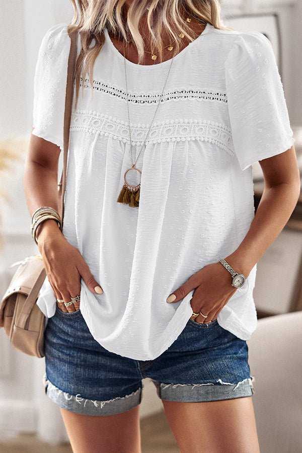 Solid Color Round Neck Casual Style Tops - Image 2