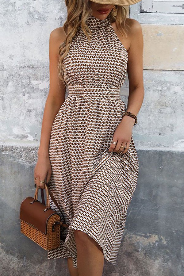 Fashion Printed Halter Neck Sleeveless Dress - Image 4
