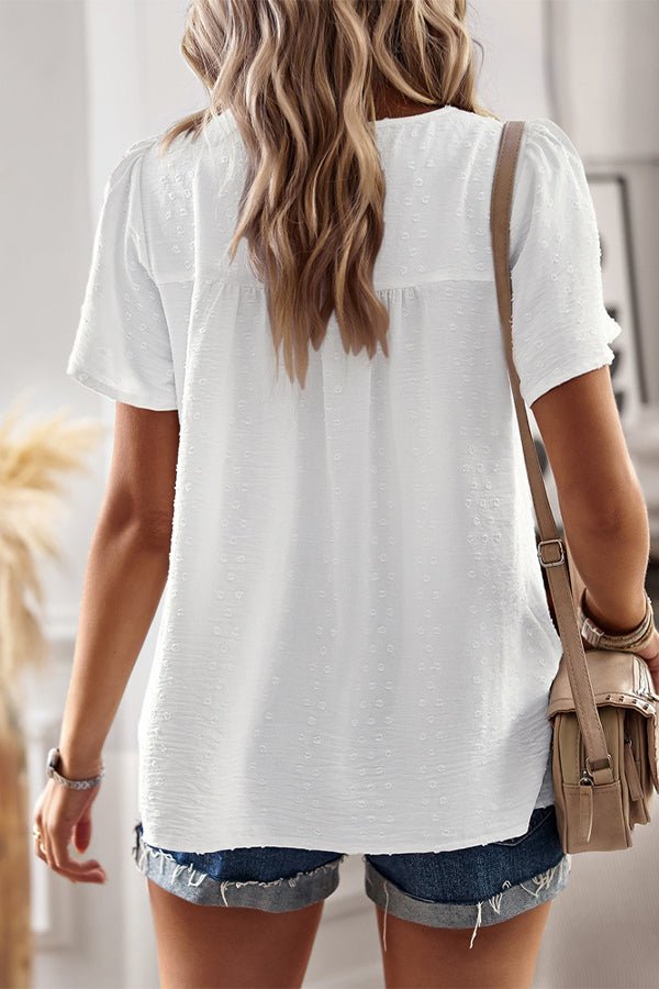 Solid Color Round Neck Casual Style Tops - Image 6