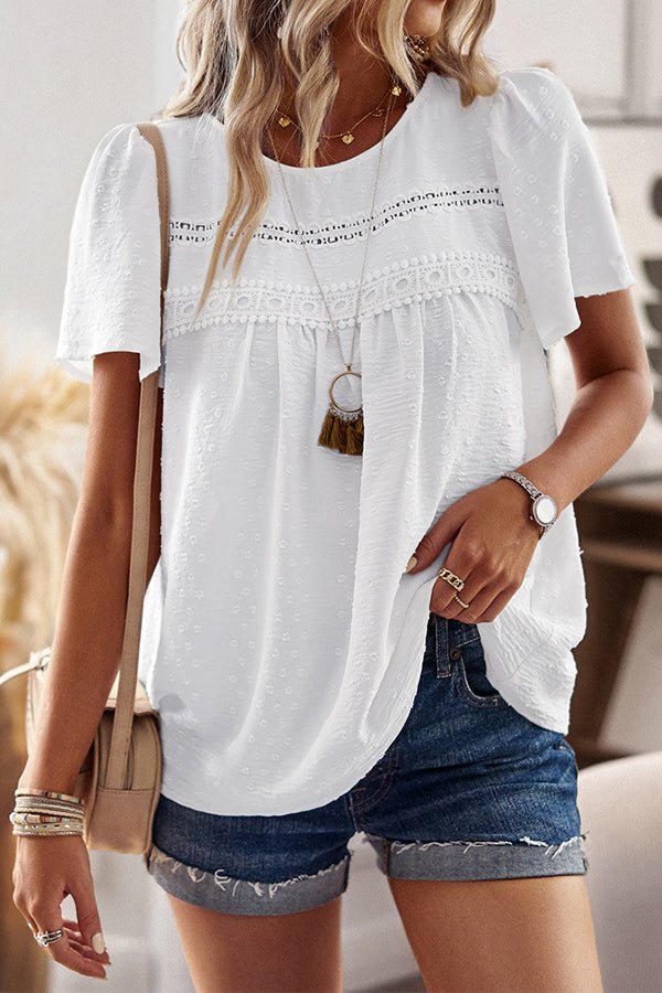 Solid Color Round Neck Casual Style Tops - Image 4