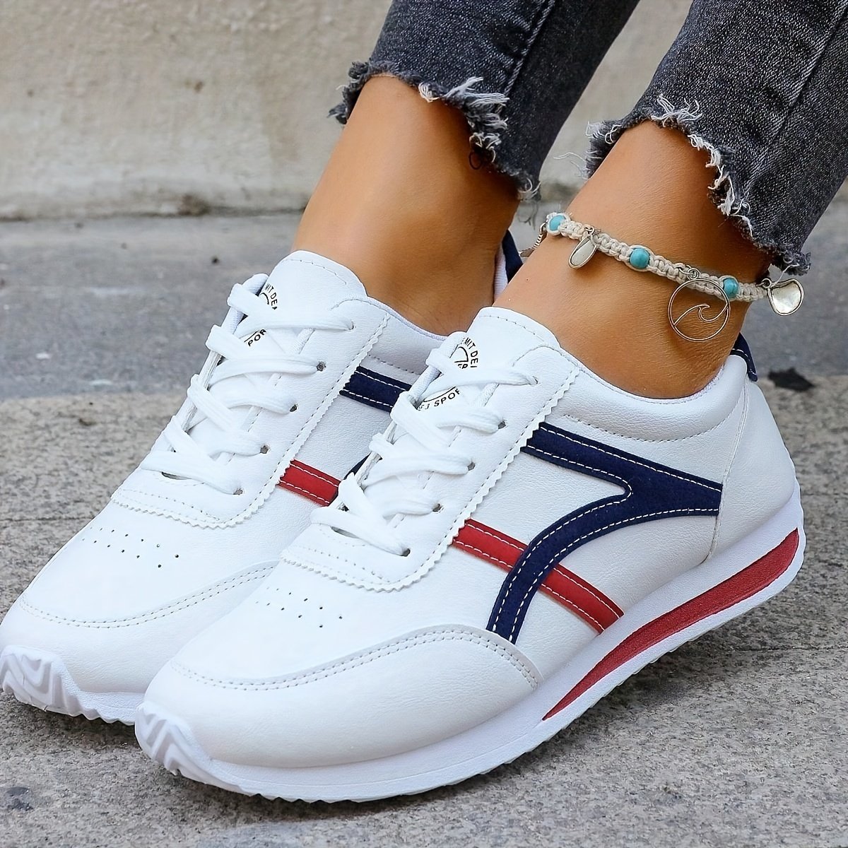 Women??s Fashion Lace-Up Sneakers, Preppy Soft Sole Comfort Walking Shoes, Casual Low-top Athletic Shoes - Image 3