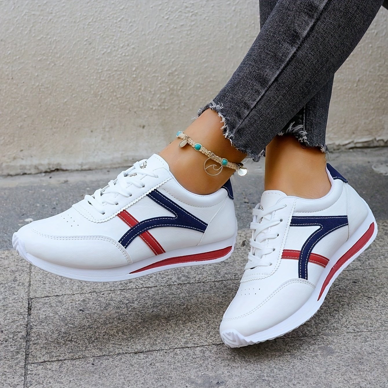 Women??s Fashion Lace-Up Sneakers, Preppy Soft Sole Comfort Walking Shoes, Casual Low-top Athletic Shoes - Image 2