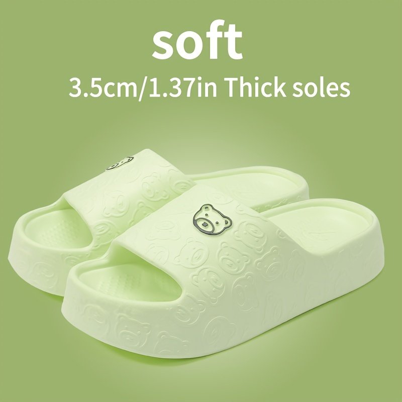 Cute Cartoon Bear Pattern Slides, Casual Soft Sole Pillow Slides, Comfortable Indoor Home Slides - Image 7