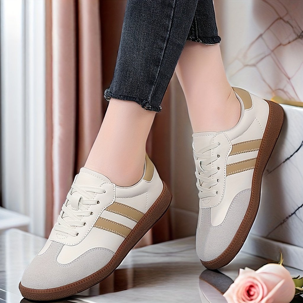 Women??s Fashion Colorblock Sneakers, Lace-Up Low-Top Casual Skate Shoes With Soft Platform Sole, Durable Versatile For Walking And Everyday Wear - Image 8