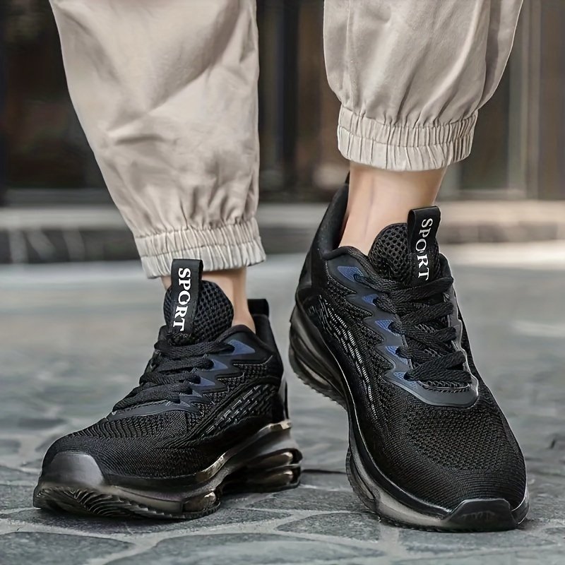 Men??s Trendy Woven Knit Breathable Running Shoes With Air Cushion, Comfy Non Slip Durable Sneakers For Men??s Outdoor Activities - Image 9
