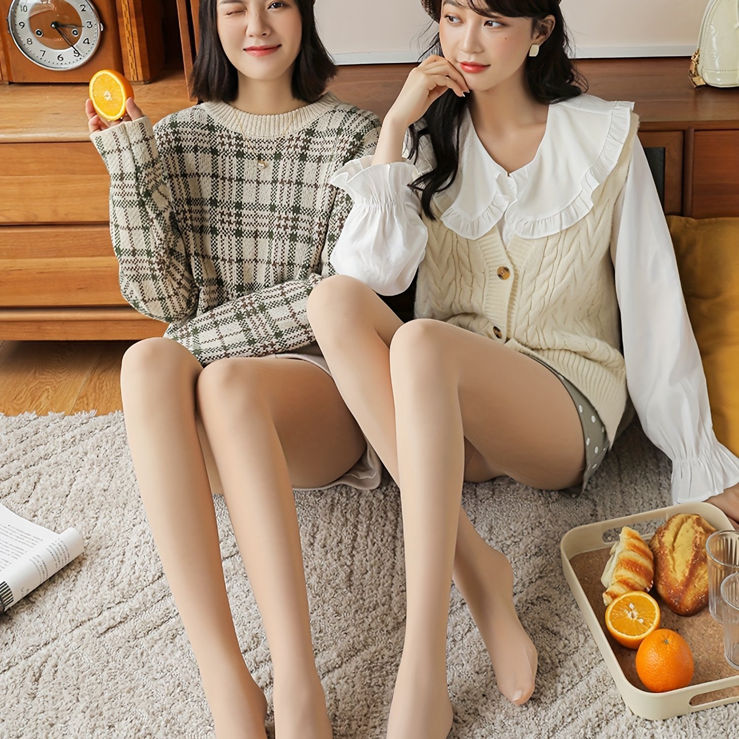 Solid Color Skinny Tights, Casual Every Day Stretchy Tights, Women??s Clothing - Image 5