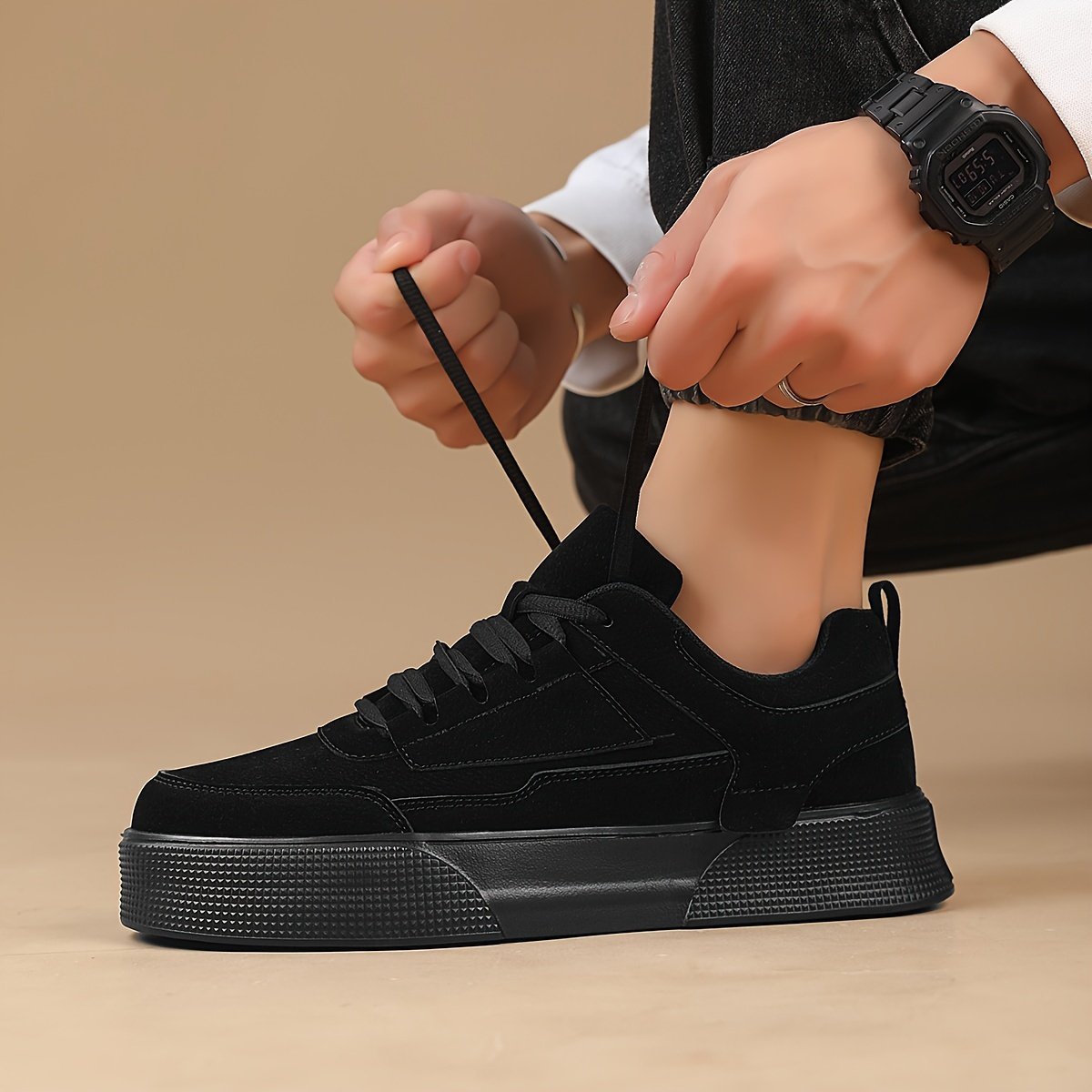 Men??s Trendy Solid Skate Shoes, Comfy Non Slip Casual Lace Up Sneakers For Men??s Outdoor Activities - Image 9