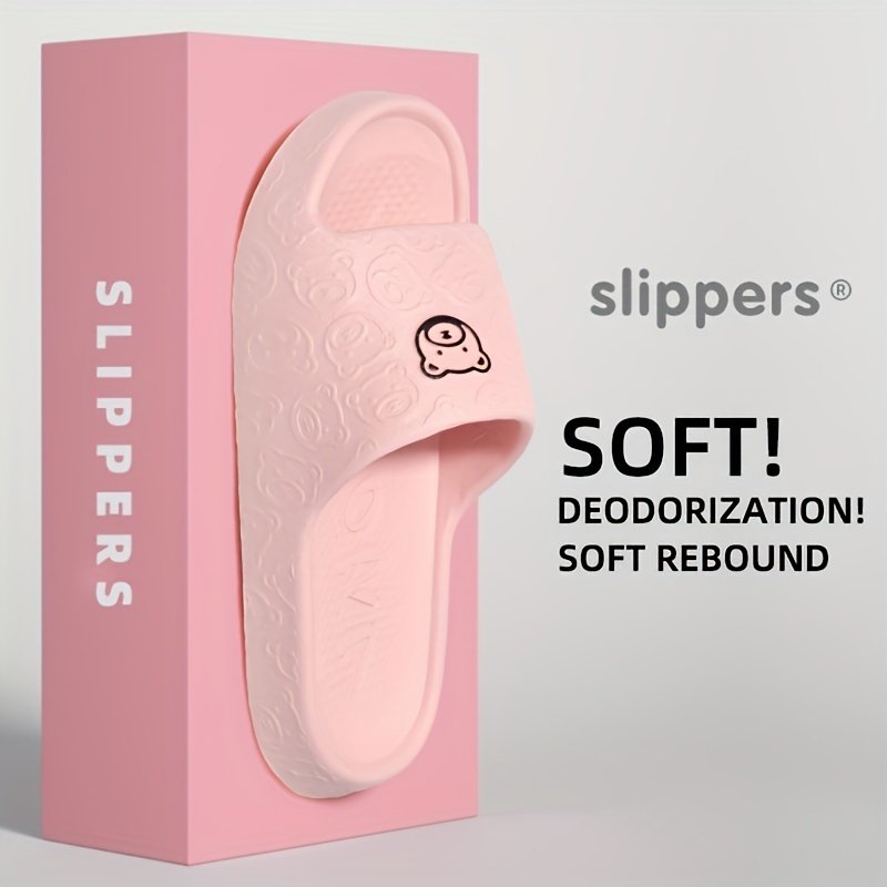 Cute Cartoon Bear Pattern Slides, Casual Soft Sole Pillow Slides, Comfortable Indoor Home Slides - Image 6