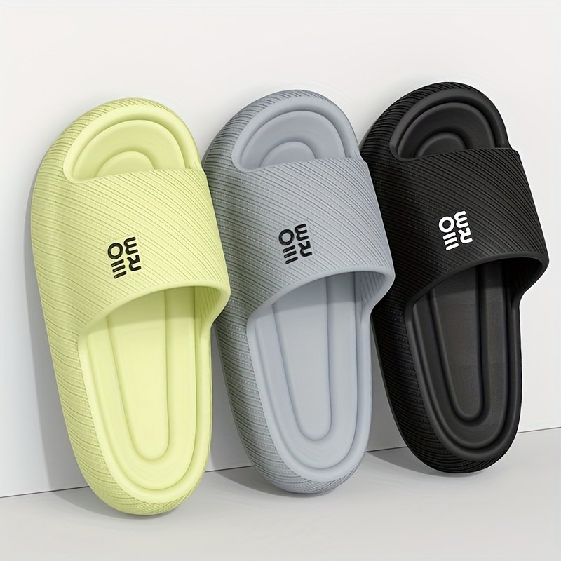 Simple Letter Design Slides, Casual Open Toe Soft Sole Shoes, Comfortable Indoor Home Bathroom Shower Slides - Image 11