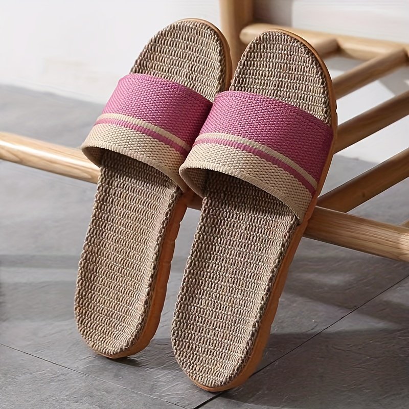 Striped Pattern Slides, Casual Open Toe Flat Summer Shoes, Comfortable Indoor Home Slides - Image 8