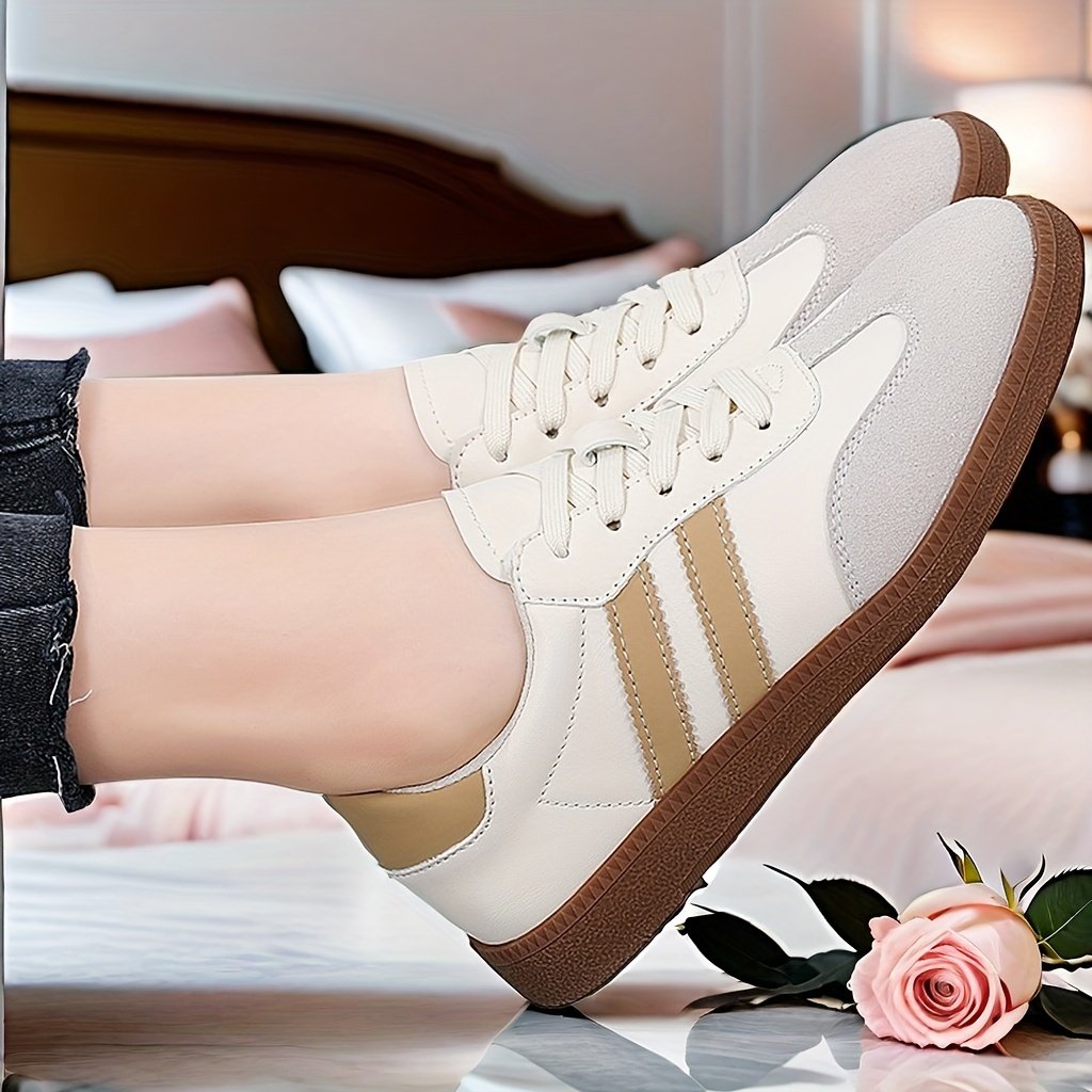 Women??s Fashion Colorblock Sneakers, Lace-Up Low-Top Casual Skate Shoes With Soft Platform Sole, Durable Versatile For Walking And Everyday Wear - Image 10