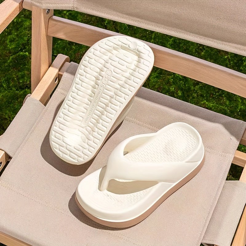 Women??s Contrast Color Flip Flops, Soft Sole Platform Slip On EVA Vacation Slides, Non-slip Beach Slides - Image 8