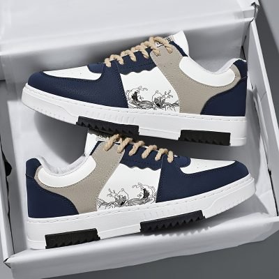 Men??s Trendy Platform Shoes Color Block With Spoondrift Pattern Lace Up Non Slip Durable Comfy For Outdoor Campus Walking Street Jogging Traveling All Seasons