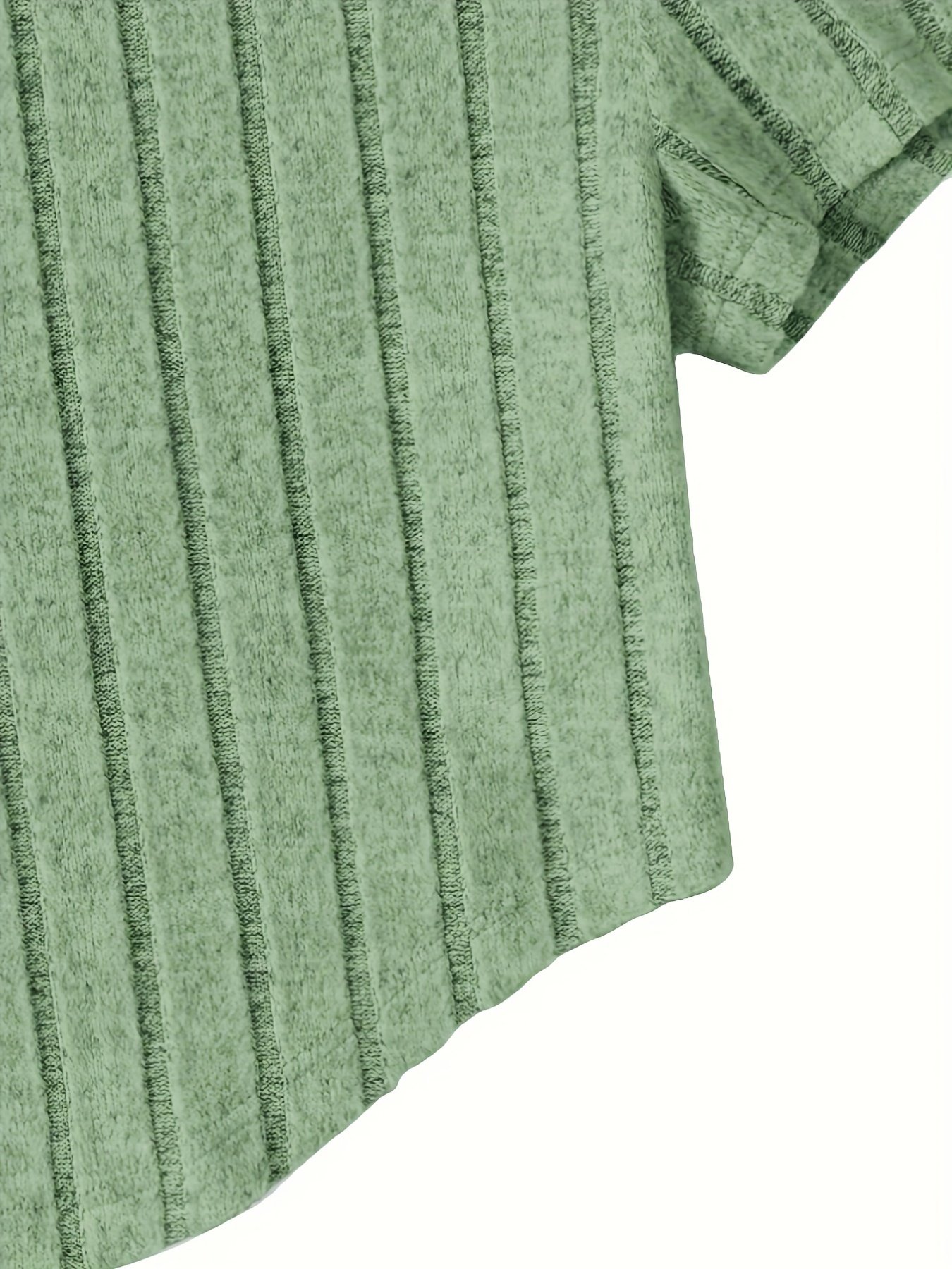 Solid Ribbed Crop T-Shirt, Casual Crew Neck Short Sleeve Top, Women??s Clothing - Image 10