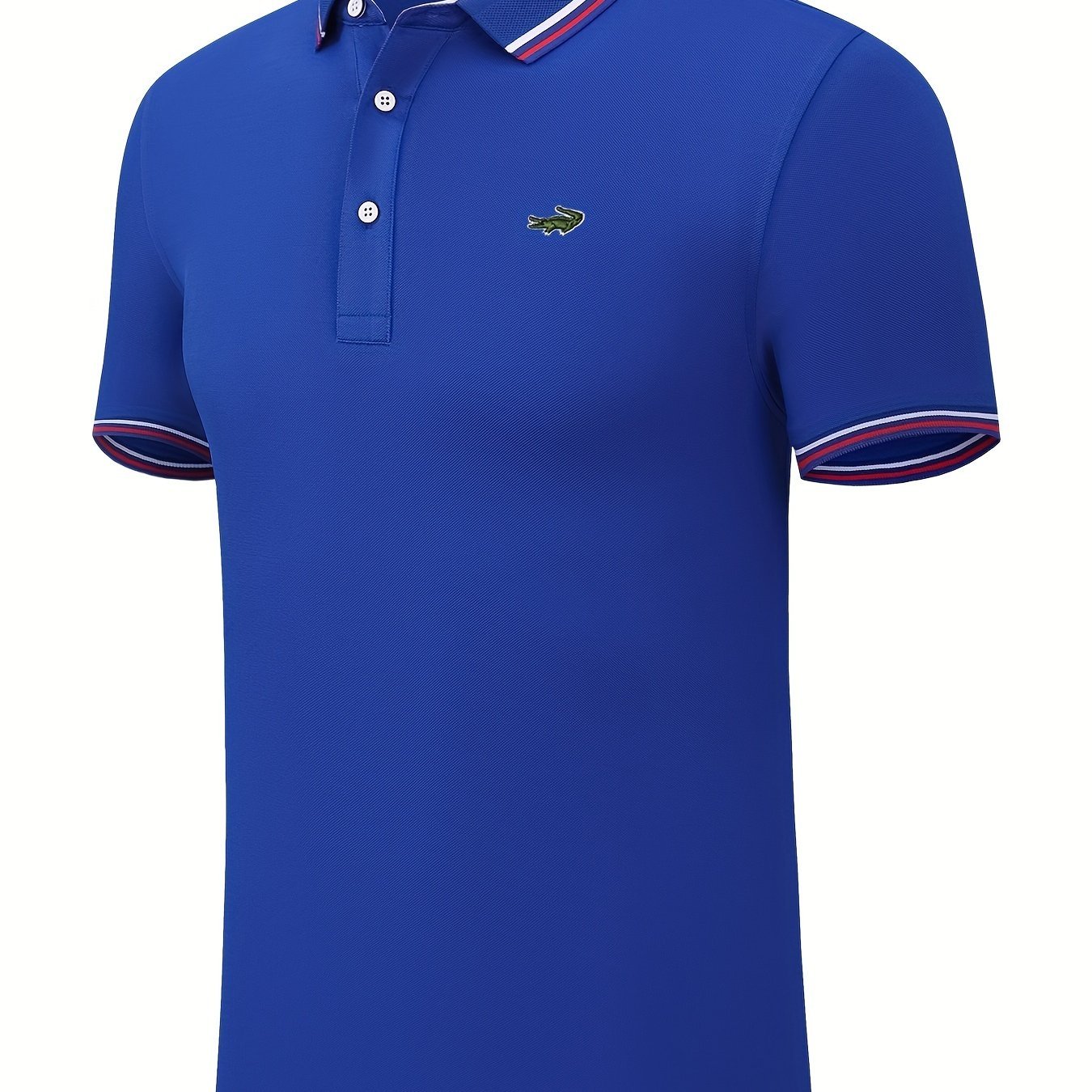 Breathable Embroidered Shirt, Men??s Casual Crocodile Pattern Stripe Lapel Button Up Golf Shirt For Summer - Image 11