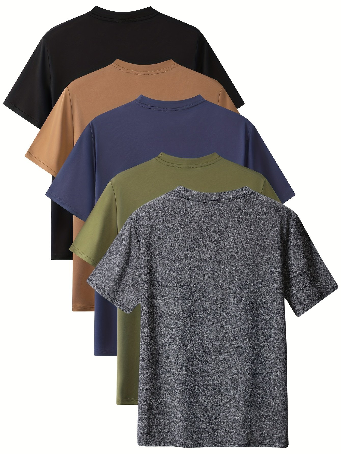 Men??s Fashion 5pcs Sports T-shirt, Casual Stretch Round Neck Tee Shirt For Summer - Image 4