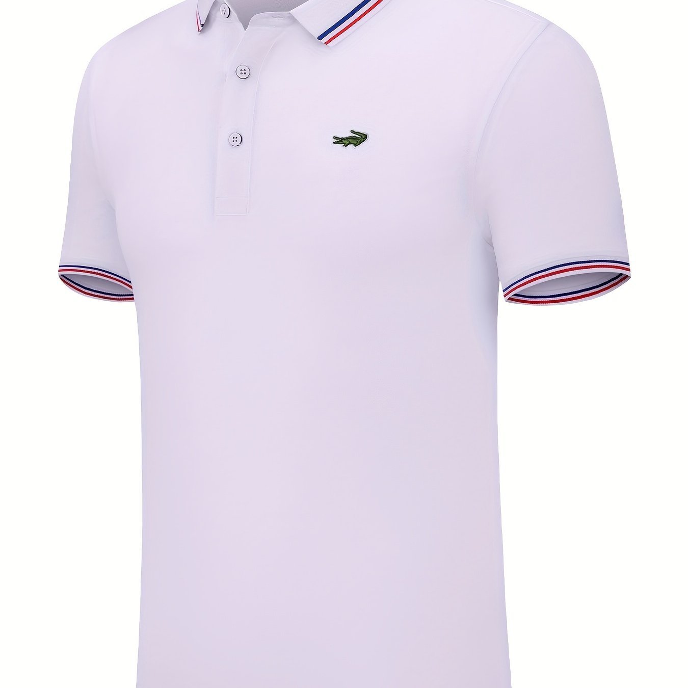 Breathable Embroidered Shirt, Men??s Casual Crocodile Pattern Stripe Lapel Button Up Golf Shirt For Summer - Image 10