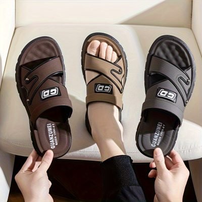 Men??s Alphabet Design Casual Dual-Purpose Sandals Slippers, Non-Slip Beach Shoes For Summer Outdoor